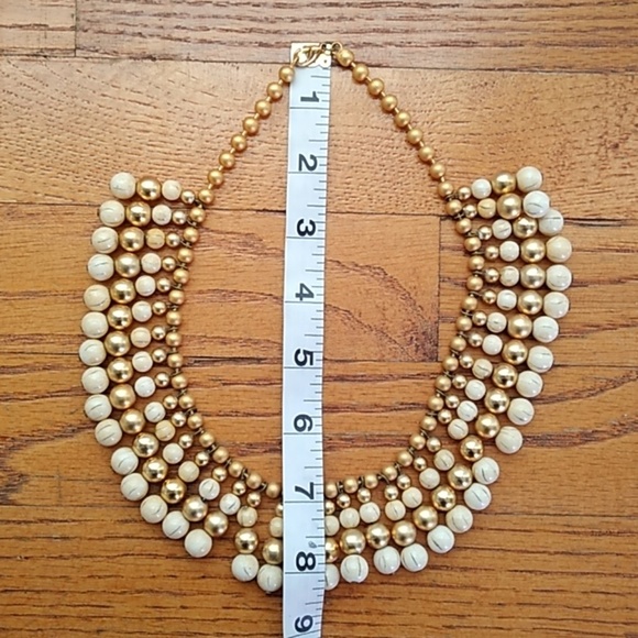 Vintage Gold and Ivory Beaded Necklace - Picture 4 of 4